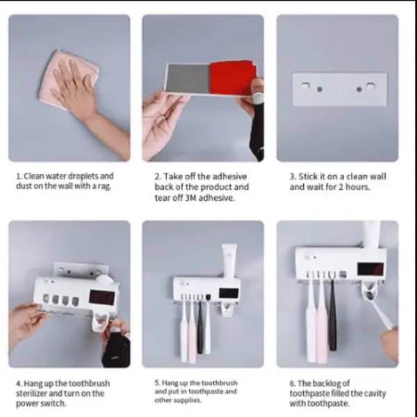 Solar Energy UV Toothpaste Dispenser Toothbrush Holder