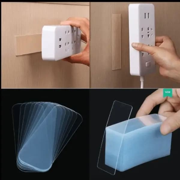 60pcs/Box Reusable Double Sided Stickers Nano PVC Tape Washable Waterproof Wall Sticker Traceless Self-Adhesive Transparent Tape