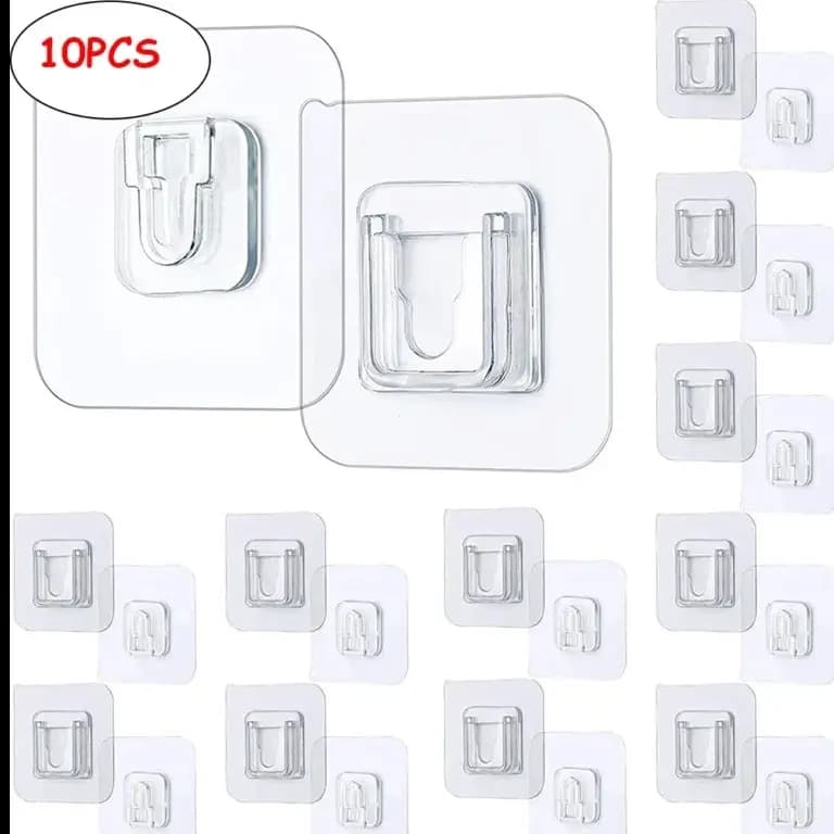 5 Pairs Double Sided Adhesive Wall Hooks Invisible Traceless Wall Hook Snap Hook for Picture Bathroom Kitchen Hook Kit