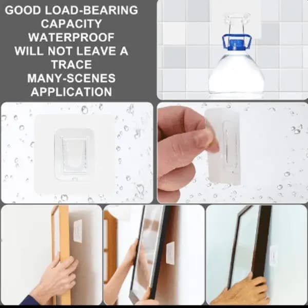 5 Pairs Double Sided Adhesive Wall Hooks Invisible Traceless Wall Hook Snap Hook for Picture Bathroom Kitchen Hook Kit