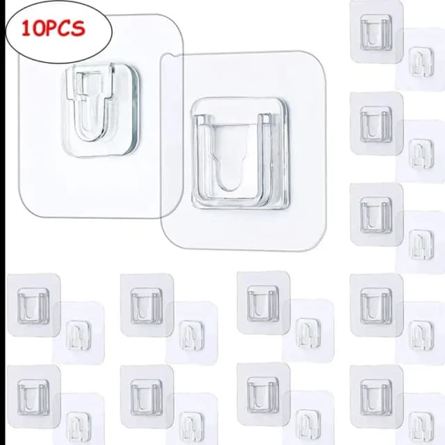 5 Pairs Double Sided Adhesive Wall Hooks Invisible Traceless Wall Hook Snap Hook for Picture Bathroom Kitchen Hook Kit
